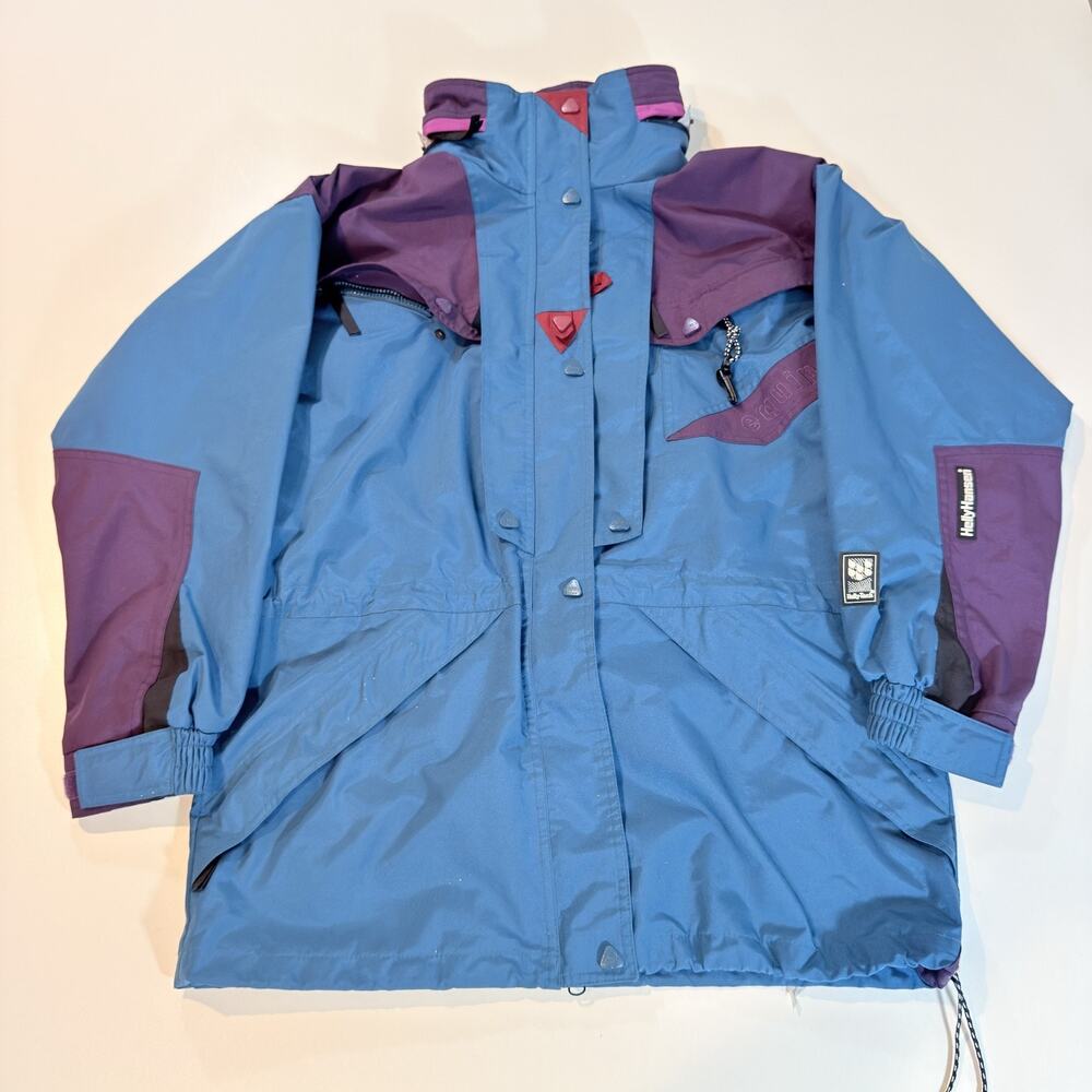 Vintage Helly Hansen Equipe Ski Jacket Womens S Small 90s Colorblock Tech Coat